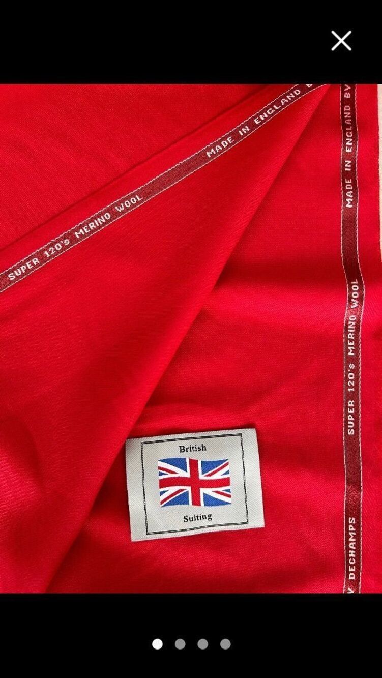WOOL - 🇬🇧1 meter Super 120 red merino wool suiting Made in England